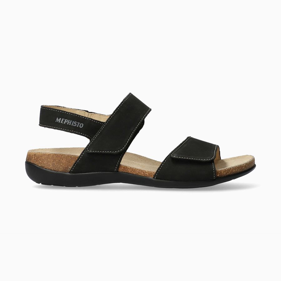 Mephisto AGAVE Nubuck Női Szandál - Fekete, HU-94703